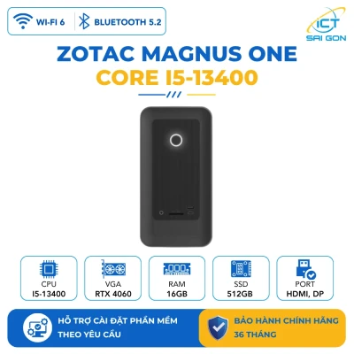 Mini PC Zotac MAGNUS ONE Cpu I5-13400, Ram 16GB DDR5, SSD 512GB, WIFI+BT, HDMI, DisplayPort, USB-C, ZBOX-ERP54060C-BE1