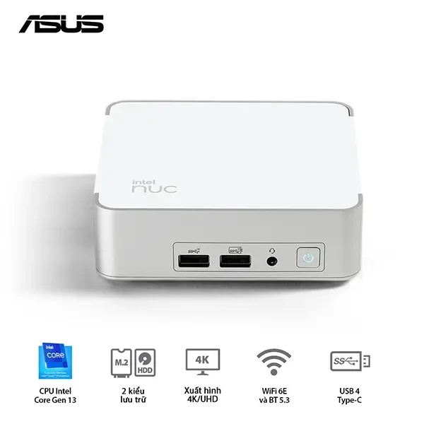 Mini PC Asus NUC13 Prodesk RNUC13VYKI50006/ i5-1340P/ 2xDDR4-3200/ 2xNVMe, SATA/ 2x HDMI 2.1/2x Thunderbolt/ VESA MOUNT