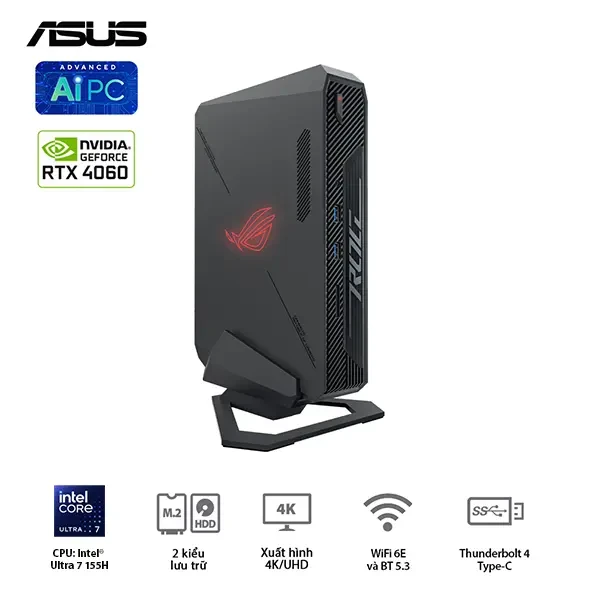 Mini PC Asus NUC ROG RNUC14SRKU7168A1I Intel (U7 155H)/ Ram 16GB/ SSD 512GB/ Wifi6E/ Win11/ RTX 4060