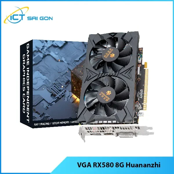 VGA Huananzhi RX580 8G GDDR5 256Bit - cổng kết nối: HDMI x1, DVI x1, DisplayPort x1