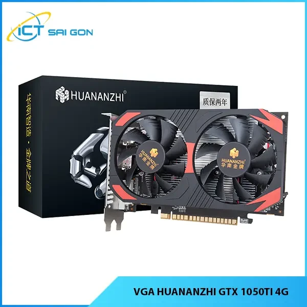 VGA Huananzhi GTX 1050Ti 4G GDDR5 - cổng kết nối: HDMI x1, DVI x1, DisplayPort x1